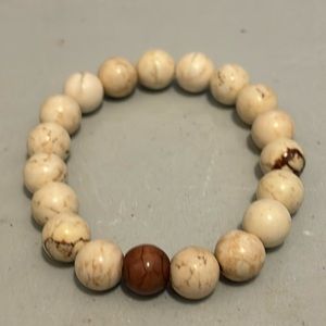 White Turquoise Beaded Elastic Bracelet